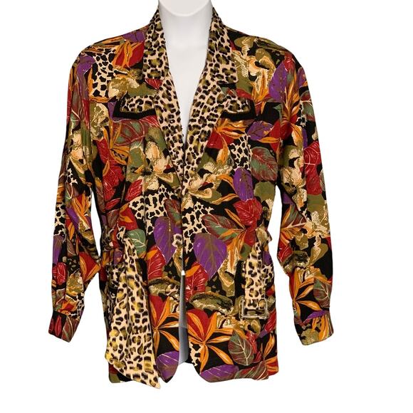 Vintage 90s Beaded Jacket And Tank Top 2pc Set Sz Medium Retro Glam Animal Print - Picture 5 of 12